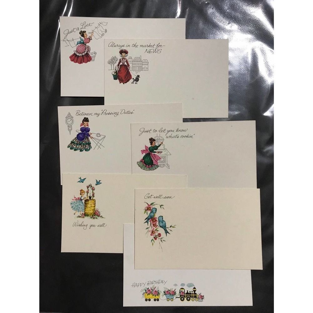 7 Vintage Cards, Vintage Greeting Post Cards, Ephemera, Scrapbooks